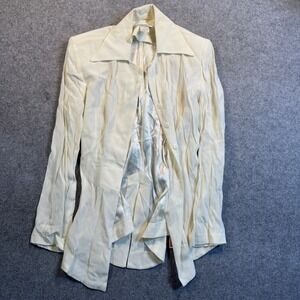 Design Todays D-341 Button Up Blouse Small Cream Vintage Rayon Made in USA
